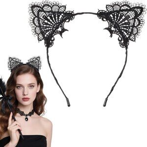 Black Cat Ears Headband Women Ears Costume Kitty Ears Headband for Cosplay Hallo